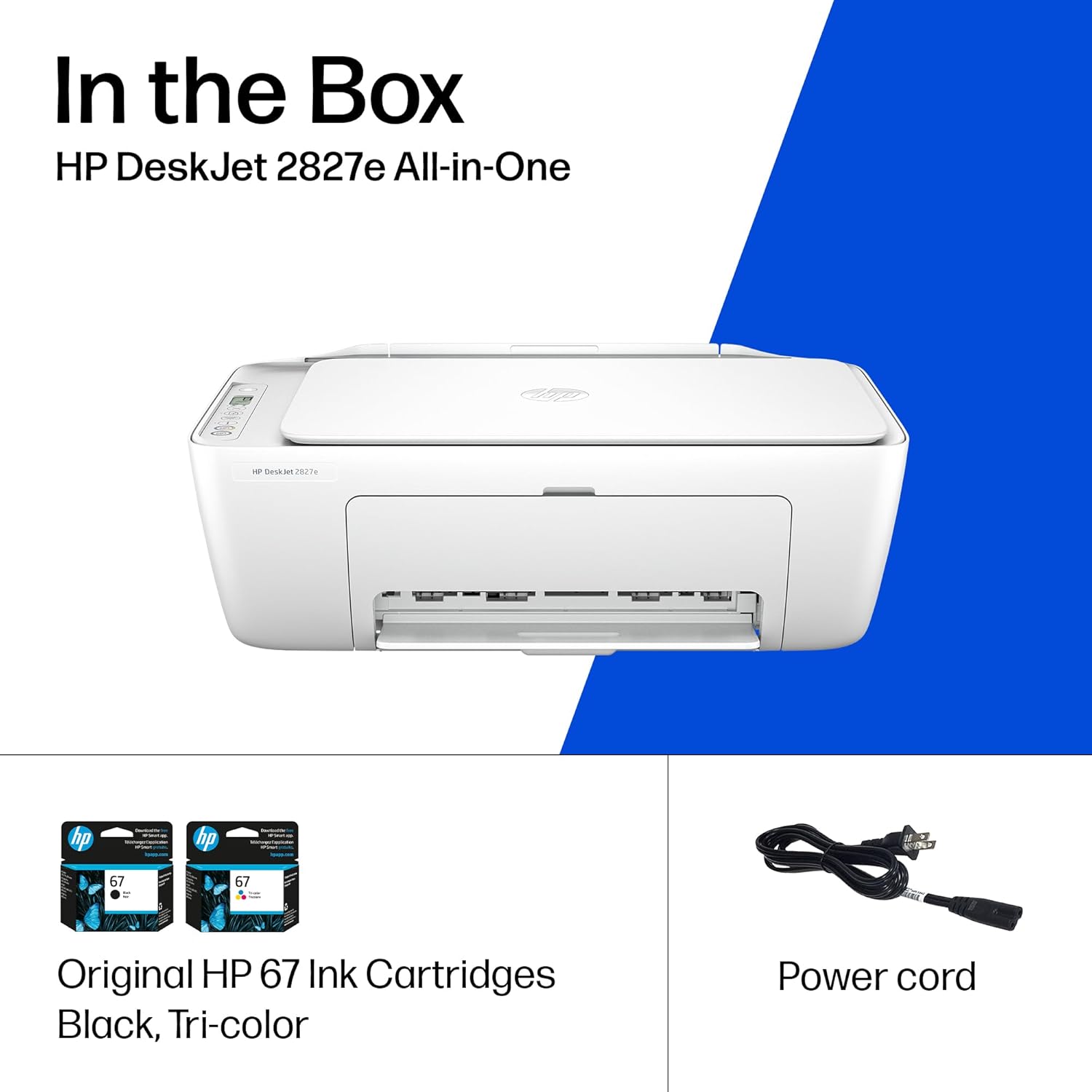 HP DeskJet 2827e Wireless All-in-One Color Printer, Instant Ink; Copier, Scanner all product image