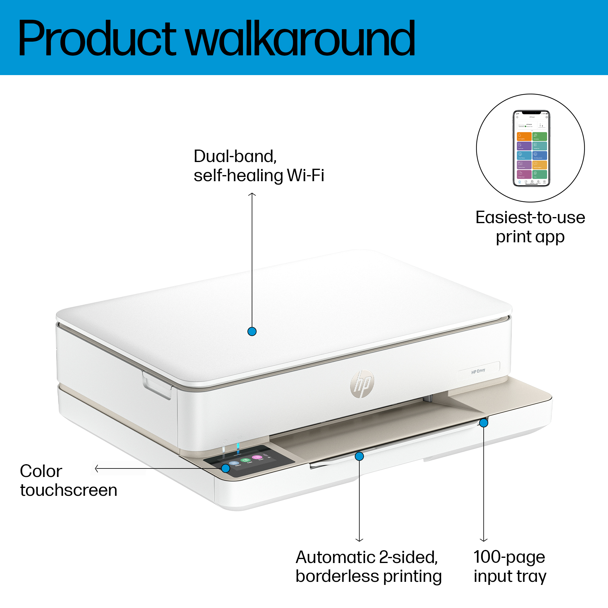 HP Envy 6155e All-in-One Printer w/free 3 months Instant Ink through HP+, AI-enabled all product image