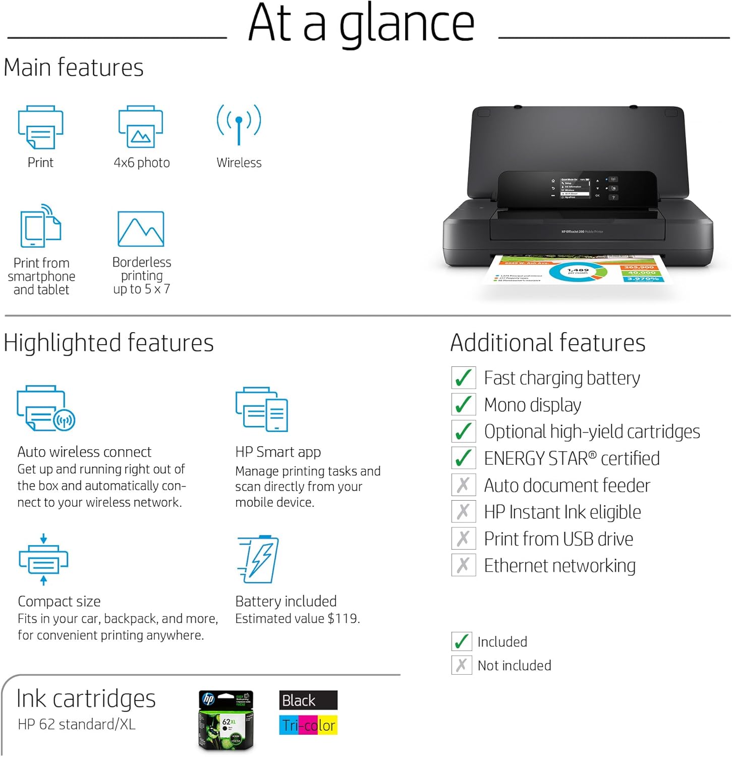 HP OfficeJet 200 Mobile Printer all product image
