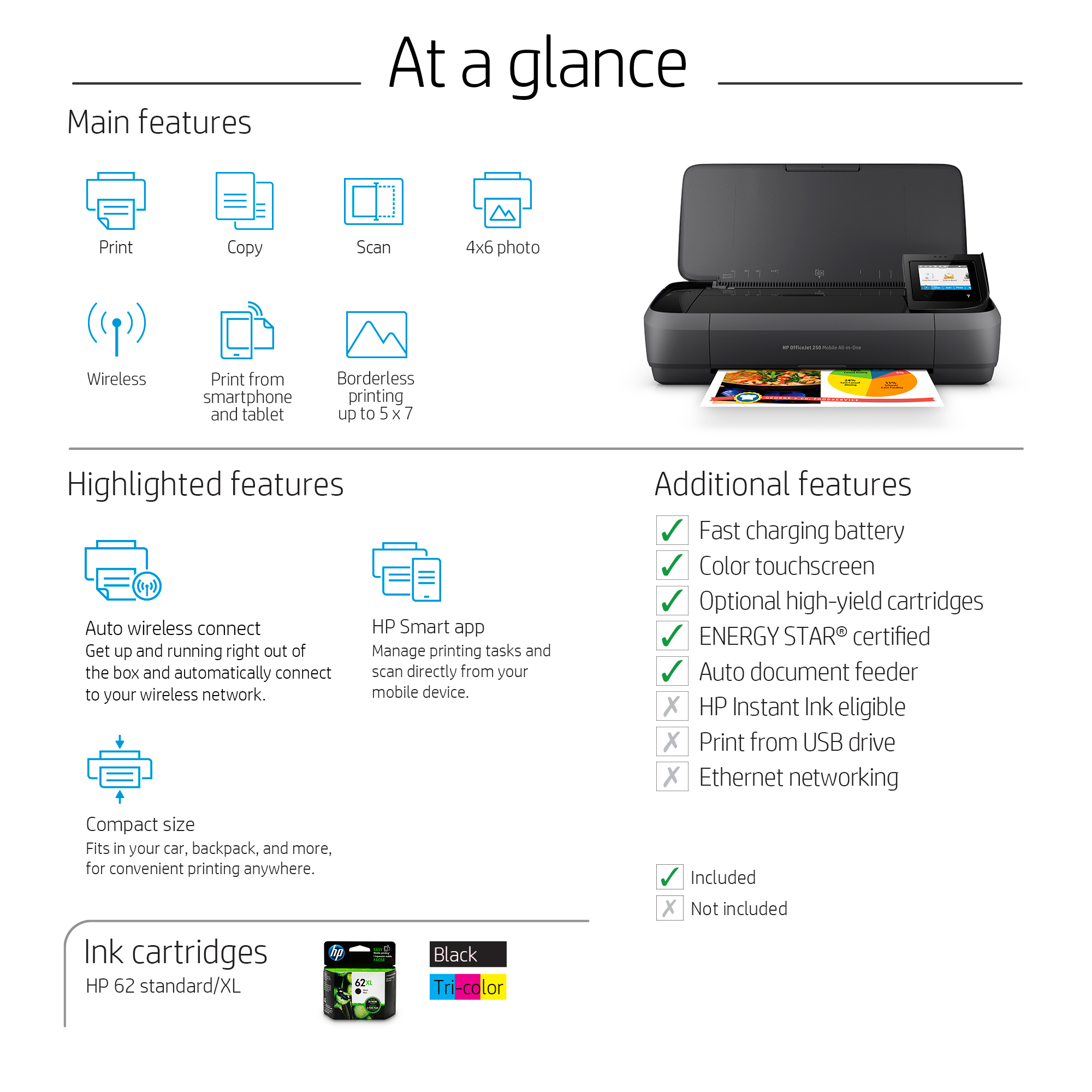 HP OfficeJet 250 Mobile All-in-One Printer all product image