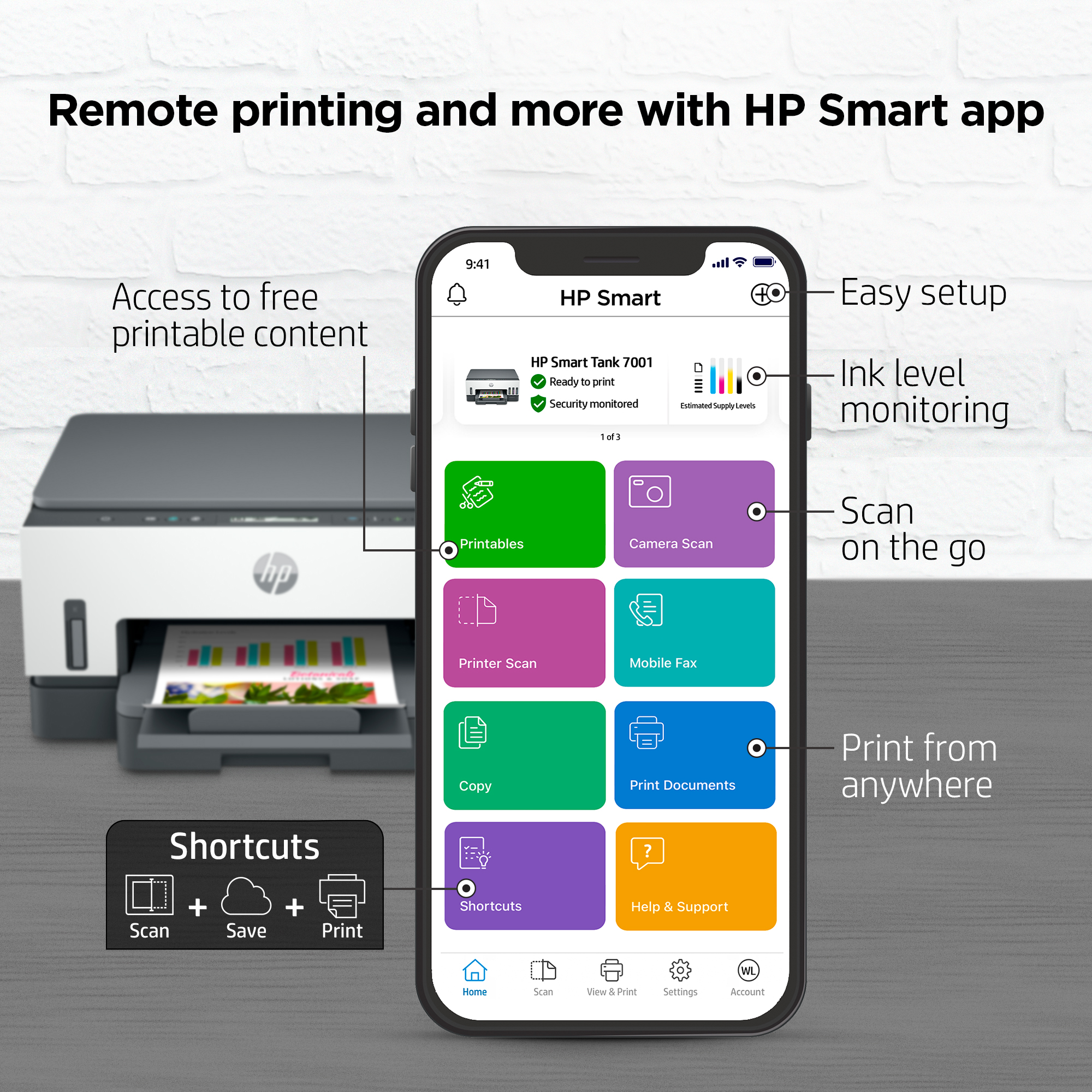 HP Smart Tank 7001 All-in-One Printer, AI-enabled all product image